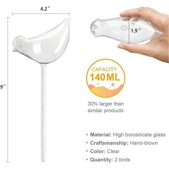 Plant Watering Globes Self Watering Planter Insert Spikes Drip Devices, Clear - Picture 4 of 7